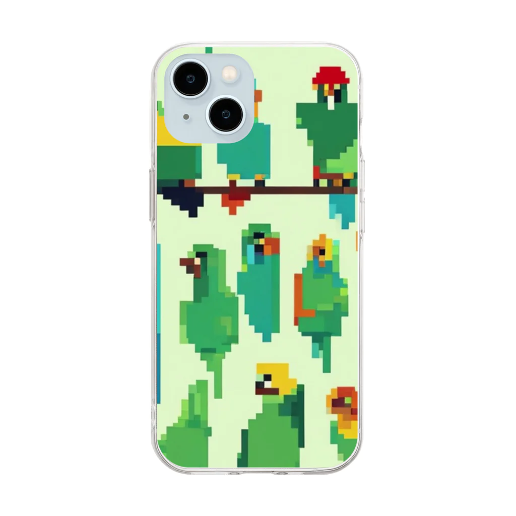 AI画像作って遊ぼうのドット絵　インコ Soft Clear Smartphone Case