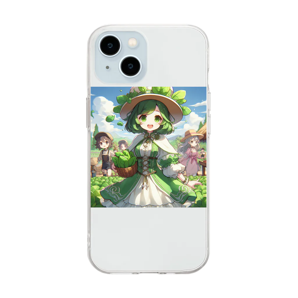 大地の宝物のほうれん草をモチーフにしたアニメキャラクター「スプリナ」 Soft Clear Smartphone Case