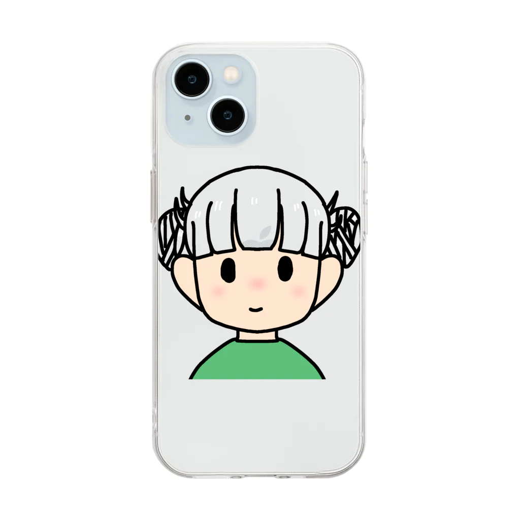 まめ大福の髪色自在な女の子（ツインお団子） Soft Clear Smartphone Case