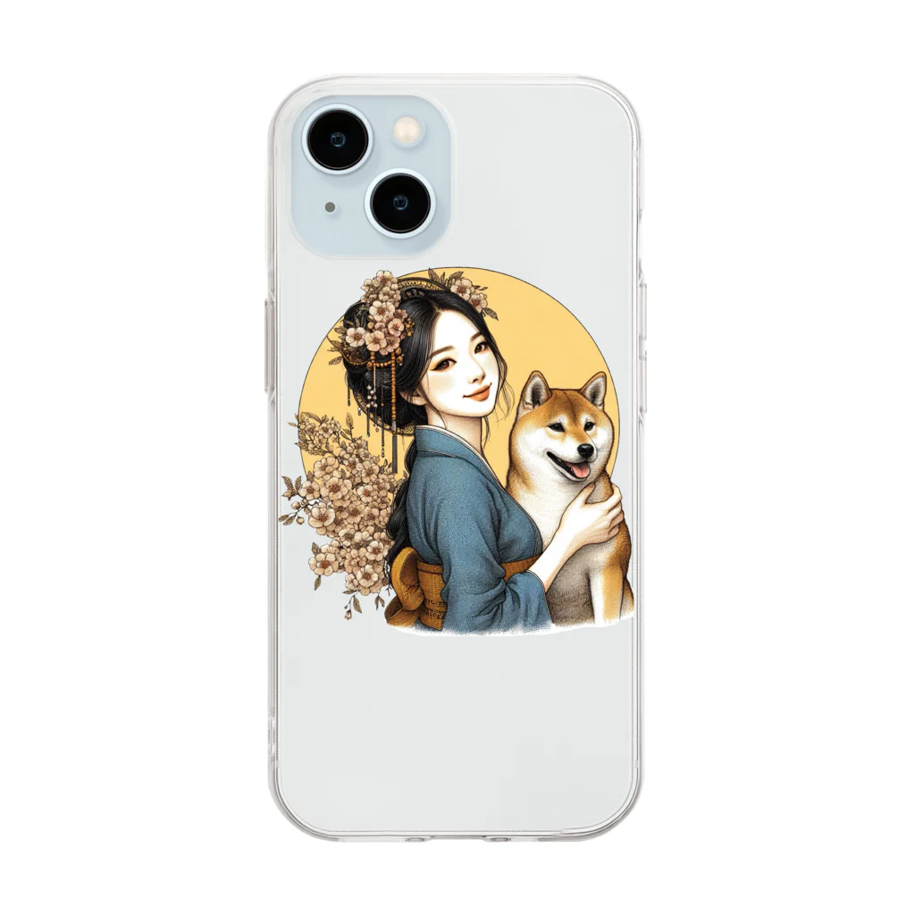 柴とか柴とか柴とか柴犬。の和美人としばいぬ。２ Soft Clear Smartphone Case