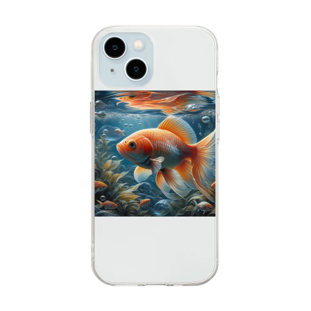 アートフル・メッセンジャーの金運招福金魚様 Soft Clear Smartphone Case