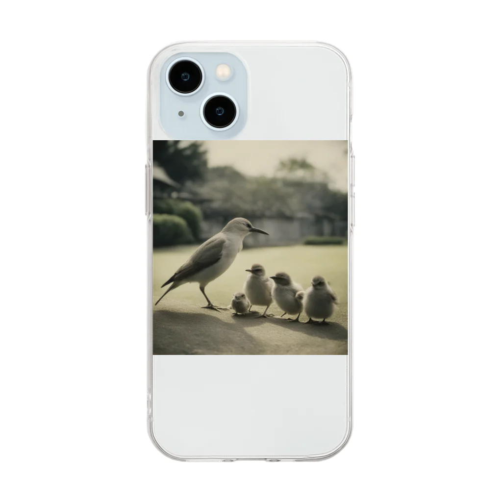 mamycatの鳥 Soft Clear Smartphone Case