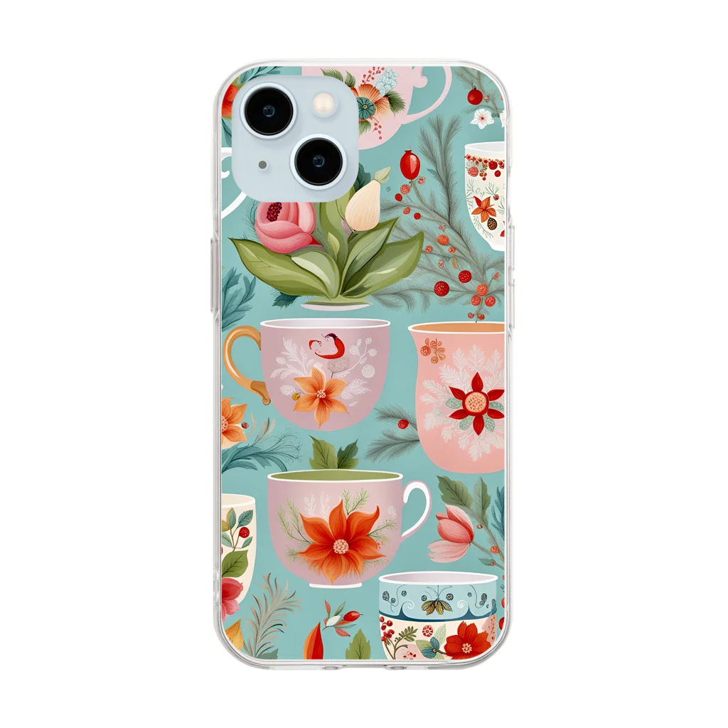 (っ◔◡◔)っ ♥ Le Petit Trésor ♥の花の詩カップ(The Flower Poetry Cup) Soft Clear Smartphone Case