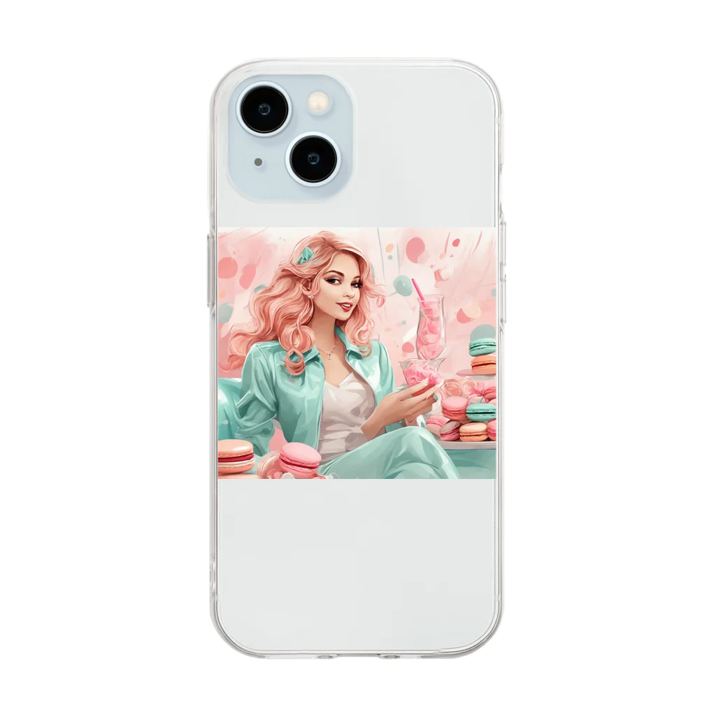 kishibehanaのMacaron Girl Soft Clear Smartphone Case