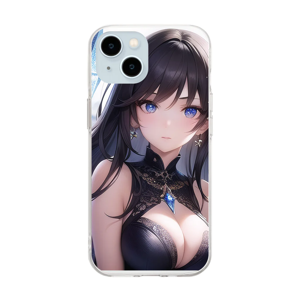 astatosのクリスタルと女性 Soft Clear Smartphone Case