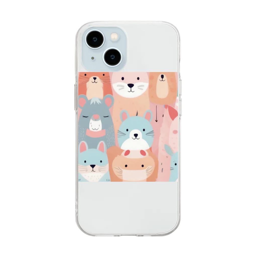 テフラんずの動物ファッションショー Soft Clear Smartphone Case