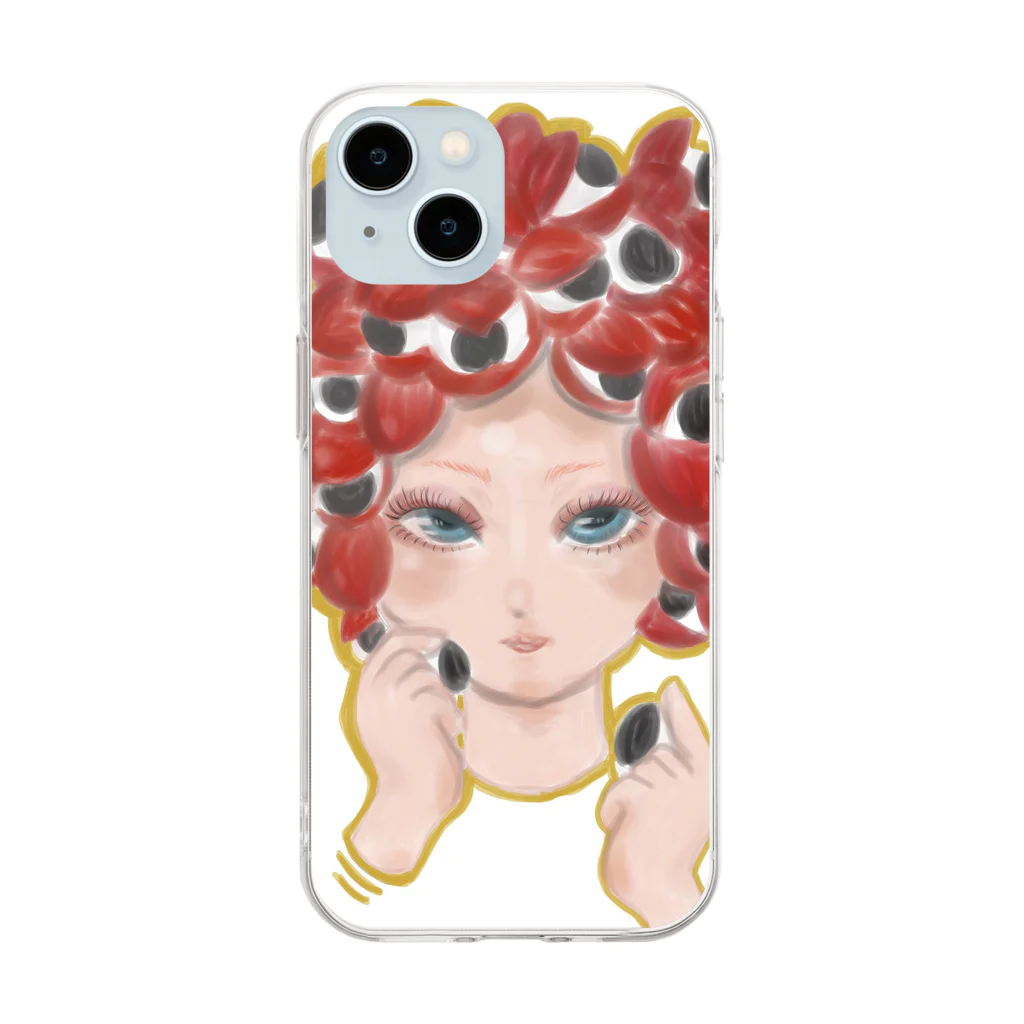 あやしいおばさん くろまめさんのガラナちゃん Soft Clear Smartphone Case