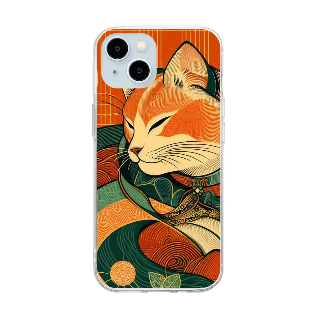 あずきば-あたりの着物猫シリーズ Soft Clear Smartphone Case