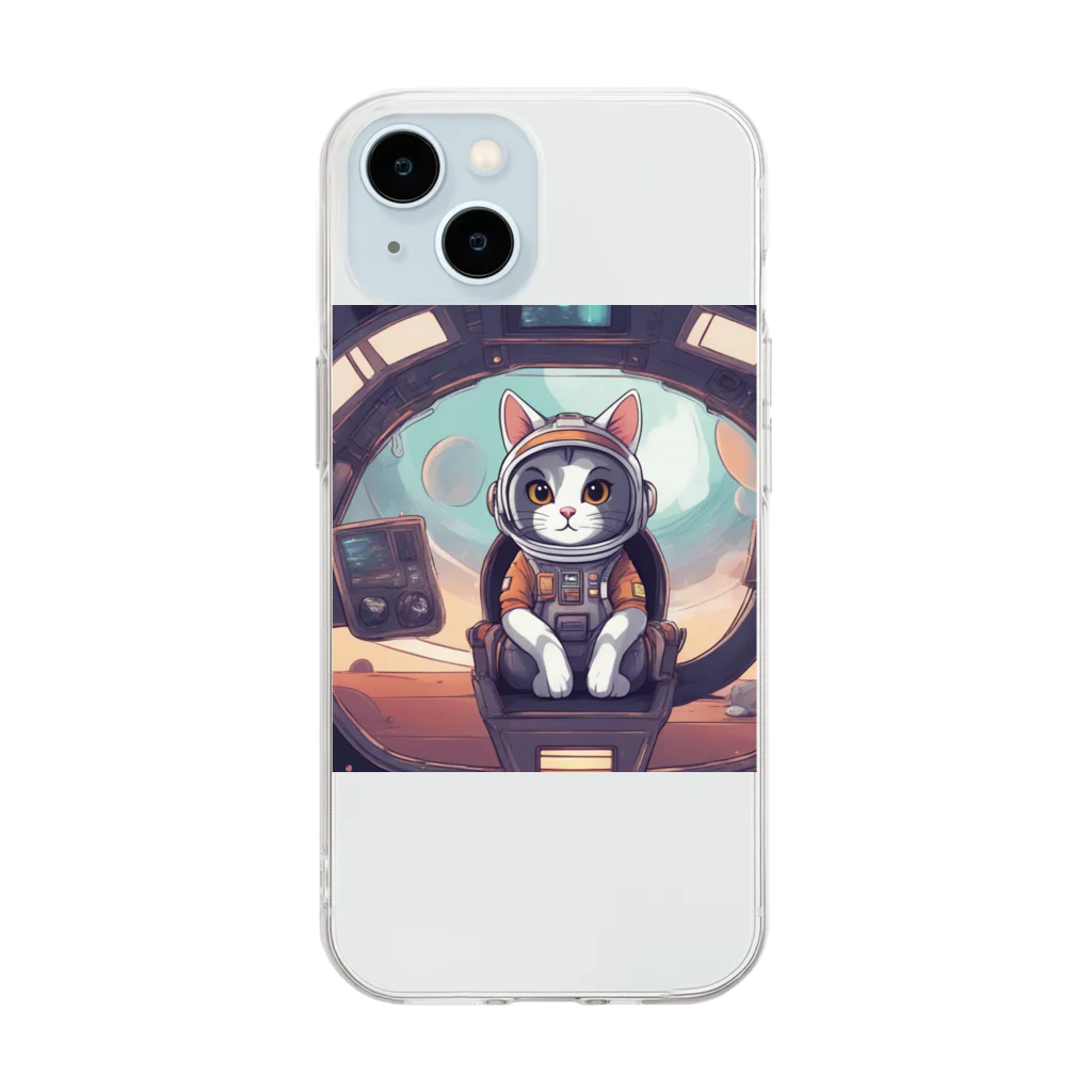 宇宙屋さんの宇宙服ネコ Soft Clear Smartphone Case