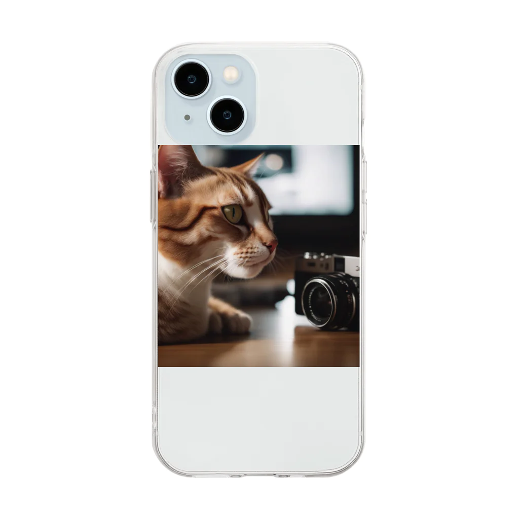 yura6200の猫ちゃん　v8 Soft Clear Smartphone Case