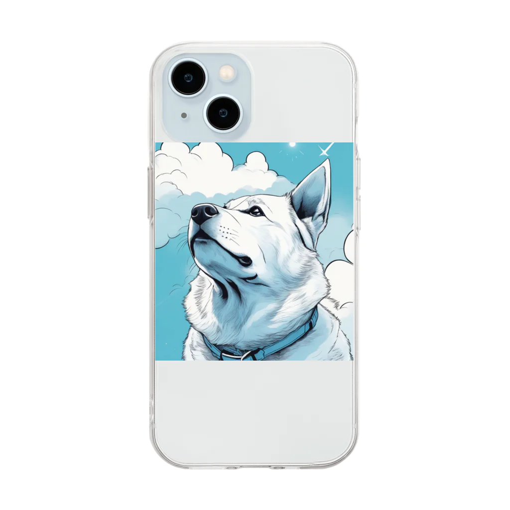 宗乙商店の我思う、我は秋田犬。 Soft Clear Smartphone Case