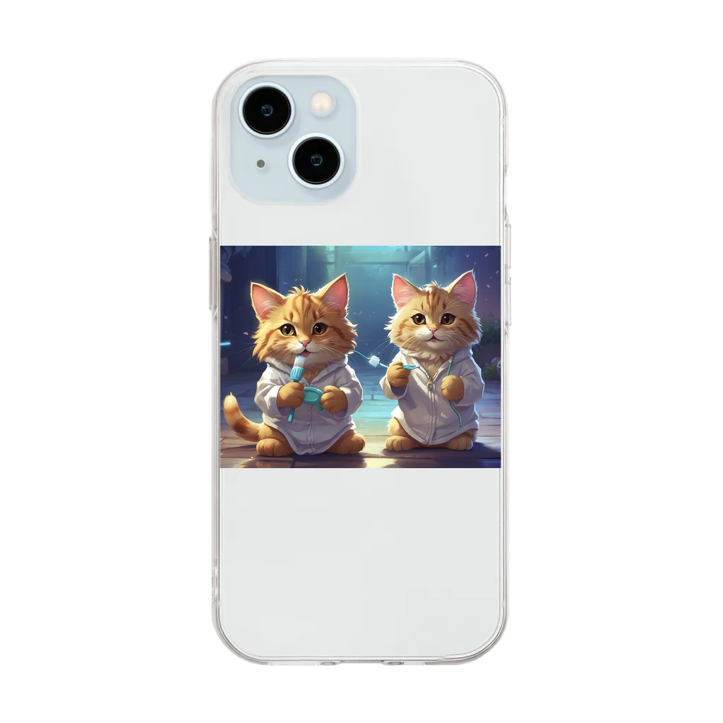 ハミガキマーケットのハミガキ猫 Soft Clear Smartphone Case