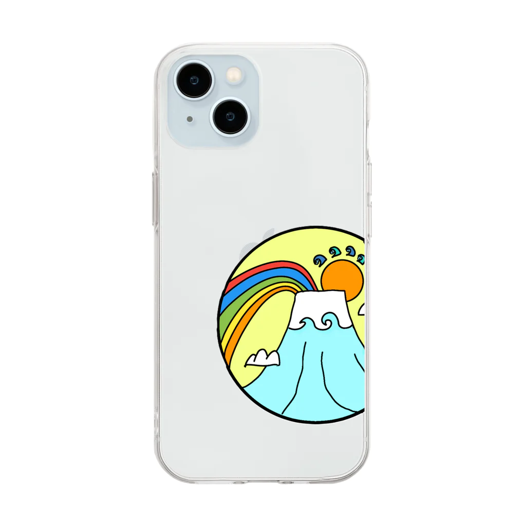 aloha_world_in_circleのjapan mount Fuji rainbow Soft Clear Smartphone Case