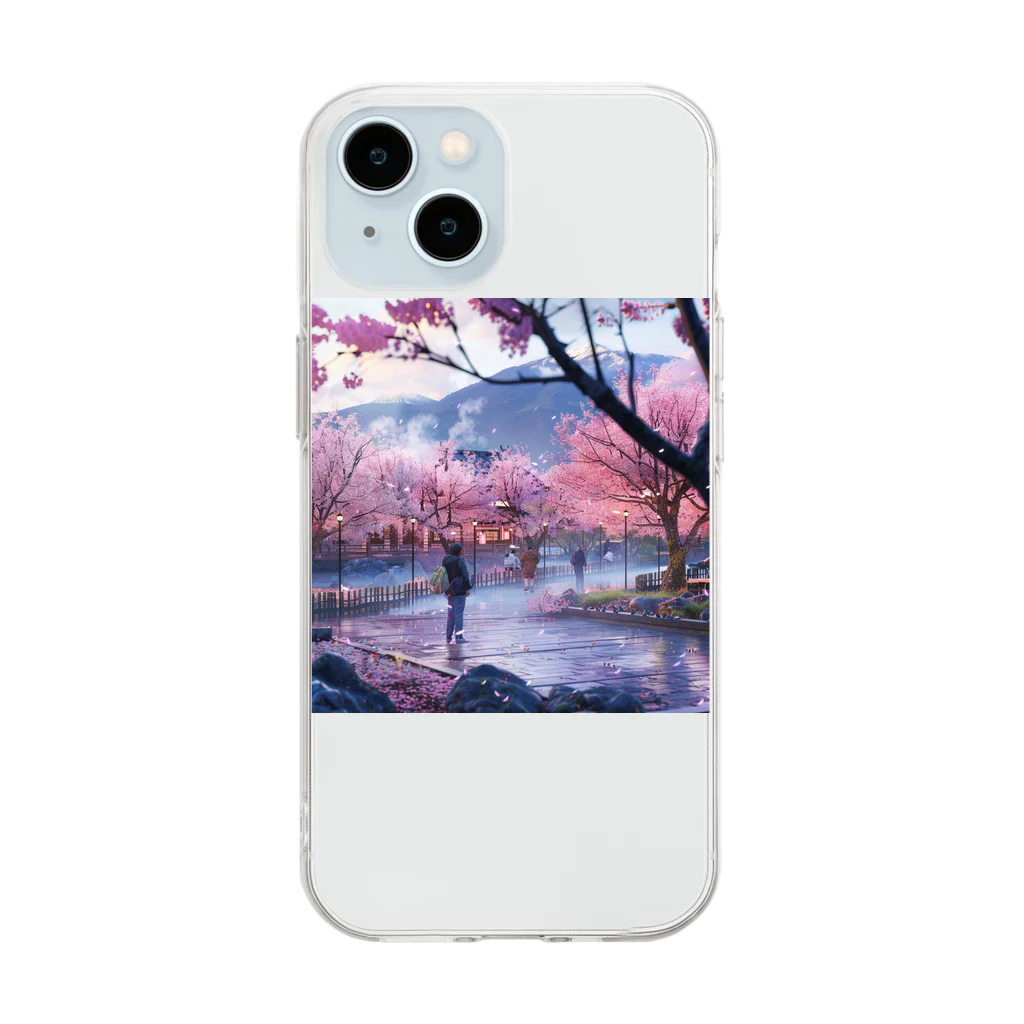 AQUAMETAVERSEの満開の桜を鑑賞する私 アメジスト 2846 Soft Clear Smartphone Case