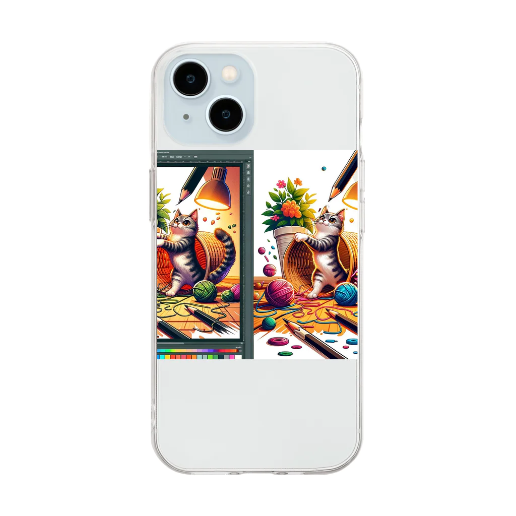 katohkouchiのCreate_an_illustration_of_a_mischievous_cat_gettin_mischievous_cat Soft Clear Smartphone Case