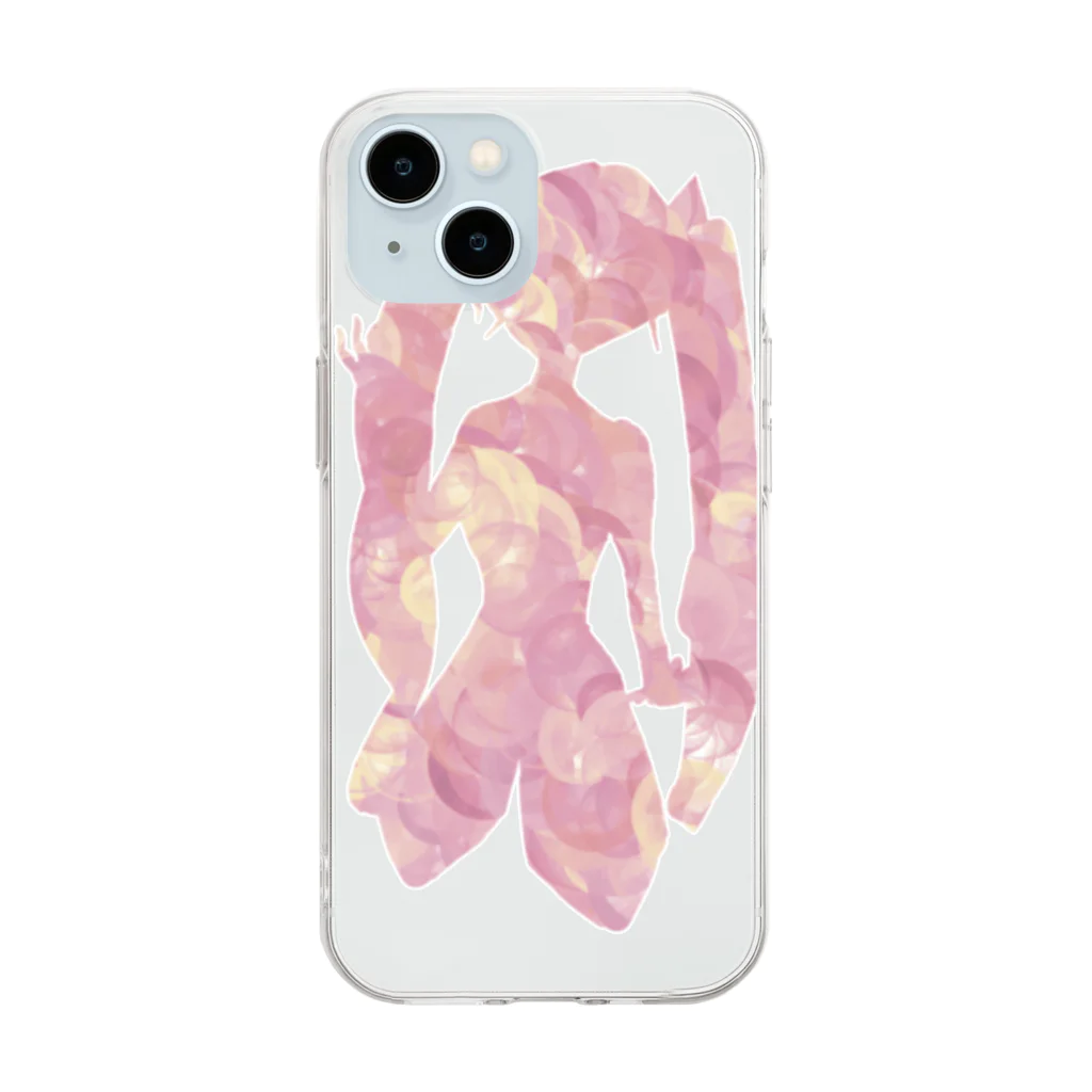 かみなりのさくらいろガーリー Soft Clear Smartphone Case