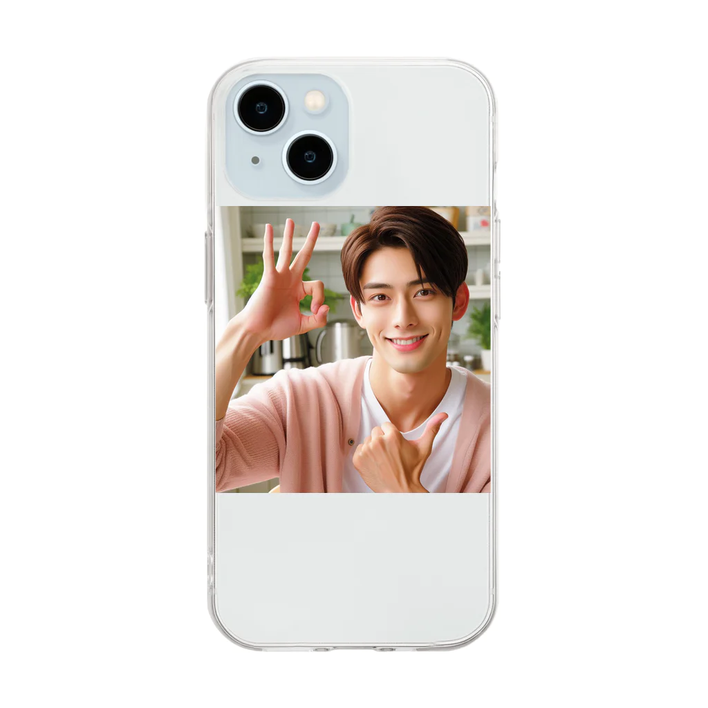 otobokemama06の爽やかな笑顔に元気いっぱい Soft Clear Smartphone Case