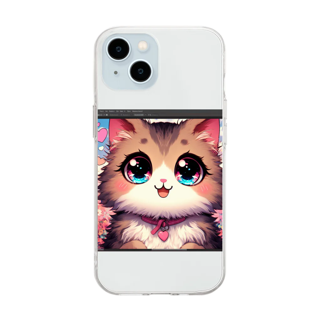 yos-1292583のねこニコばん Soft Clear Smartphone Case