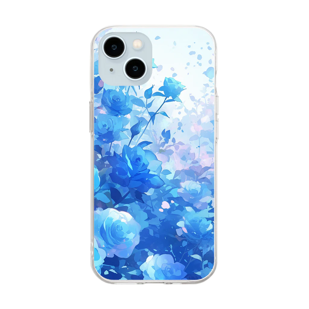 AQUAMETAVERSEの青い薔薇の花園　BLUE PLUM  691 Soft Clear Smartphone Case