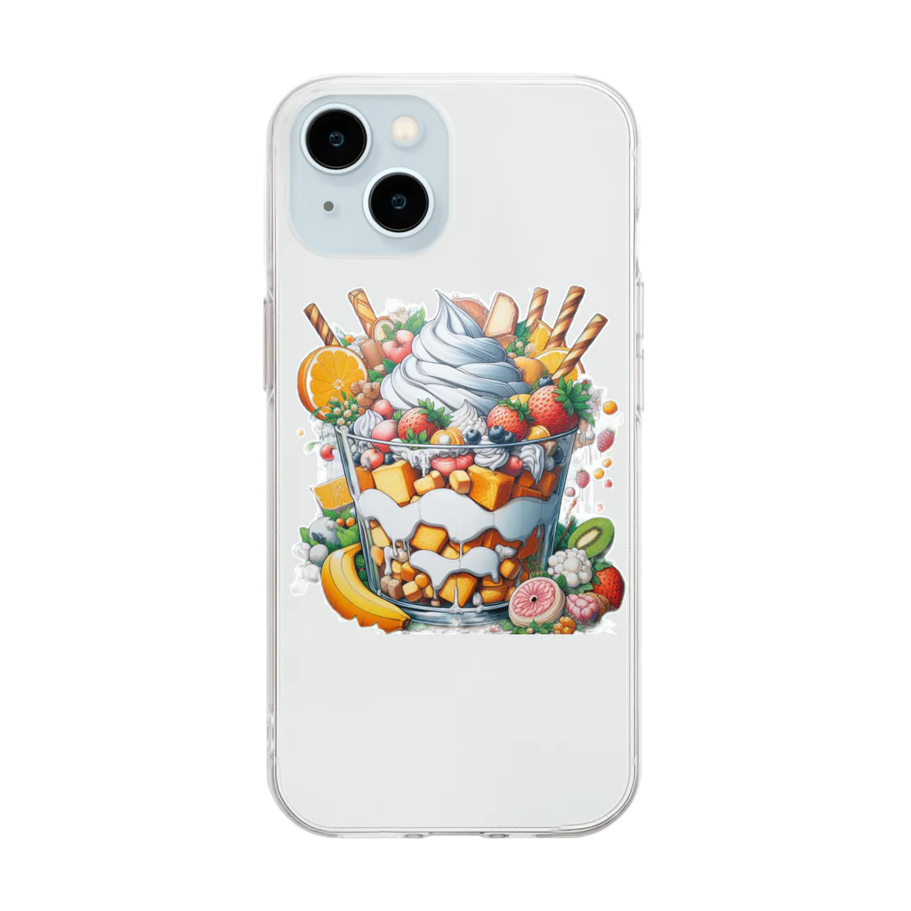 こんばにやのデカパフェ Soft Clear Smartphone Case