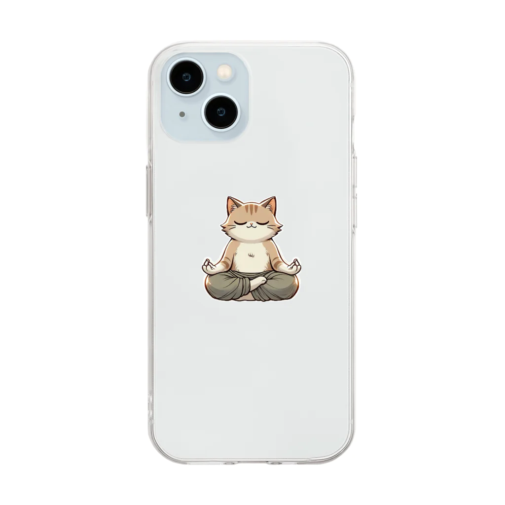 きなこのショップのさとり世代のネコ Soft Clear Smartphone Case