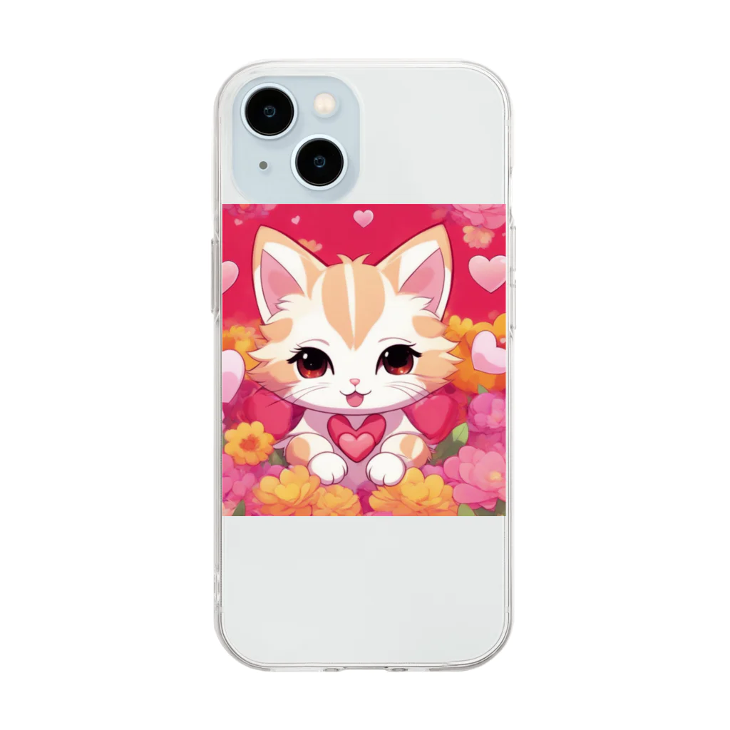 yasurin7000のラブリーキャット Soft Clear Smartphone Case