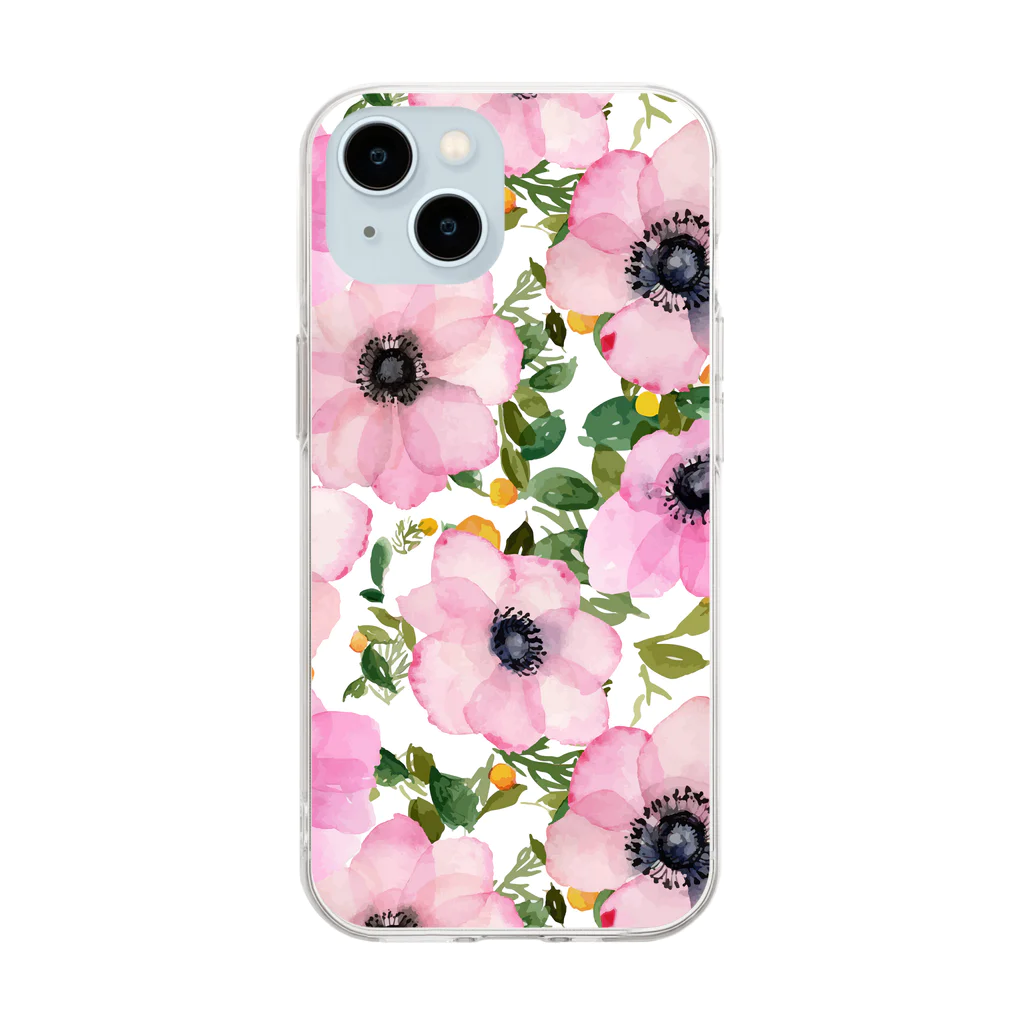 MinaMariのアネモネ Soft Clear Smartphone Case