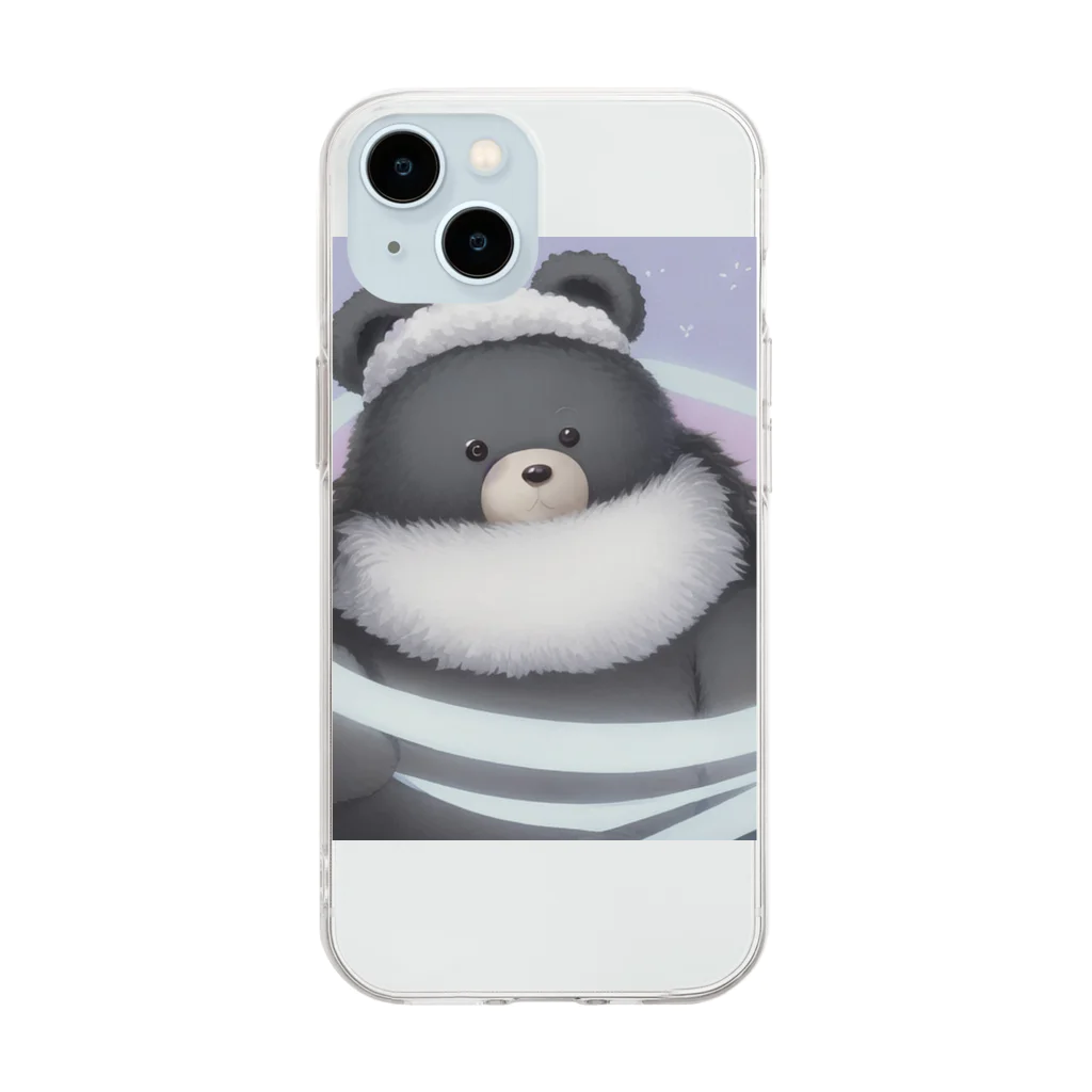 くま好きのおみせ🧸🌷︎のふわふわくまさん Soft Clear Smartphone Case