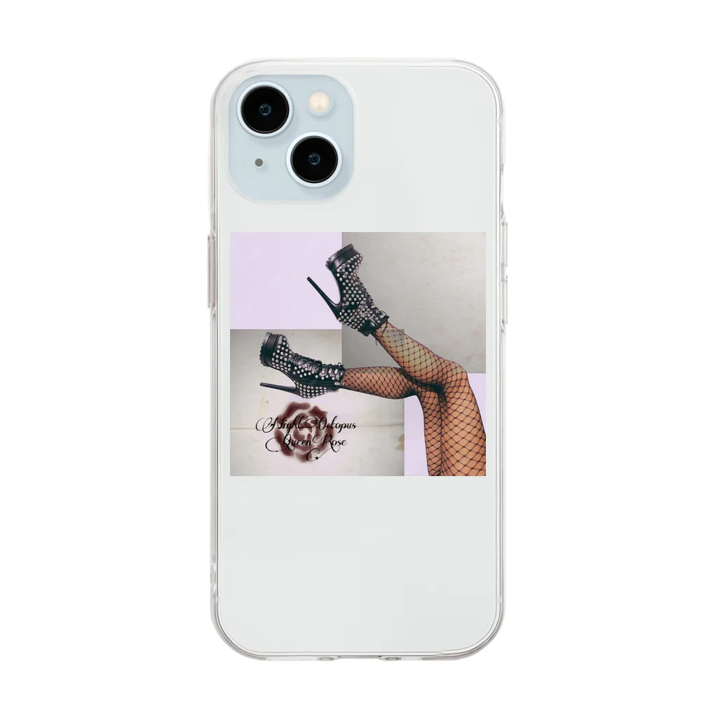 Night Octopus Queen RoseのNightOctopusQueenRose Soft Clear Smartphone Case