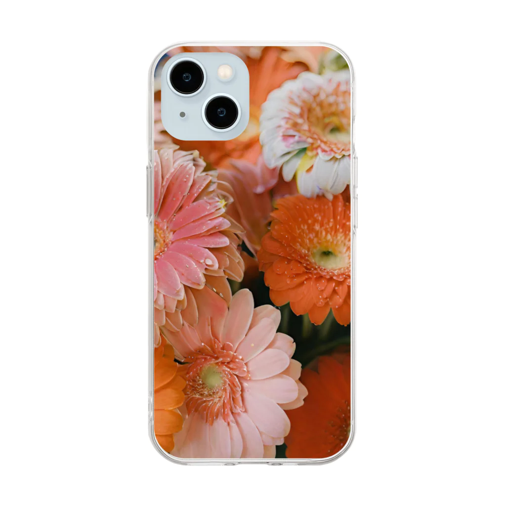 decnaの色鮮やかなガーベラのアイテム Soft Clear Smartphone Case