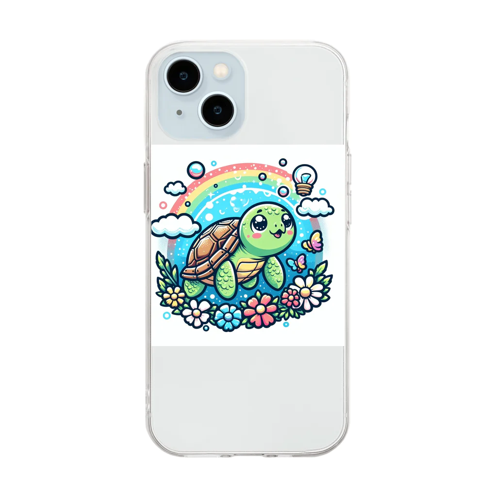 toto444のかわいいカメ Soft Clear Smartphone Case