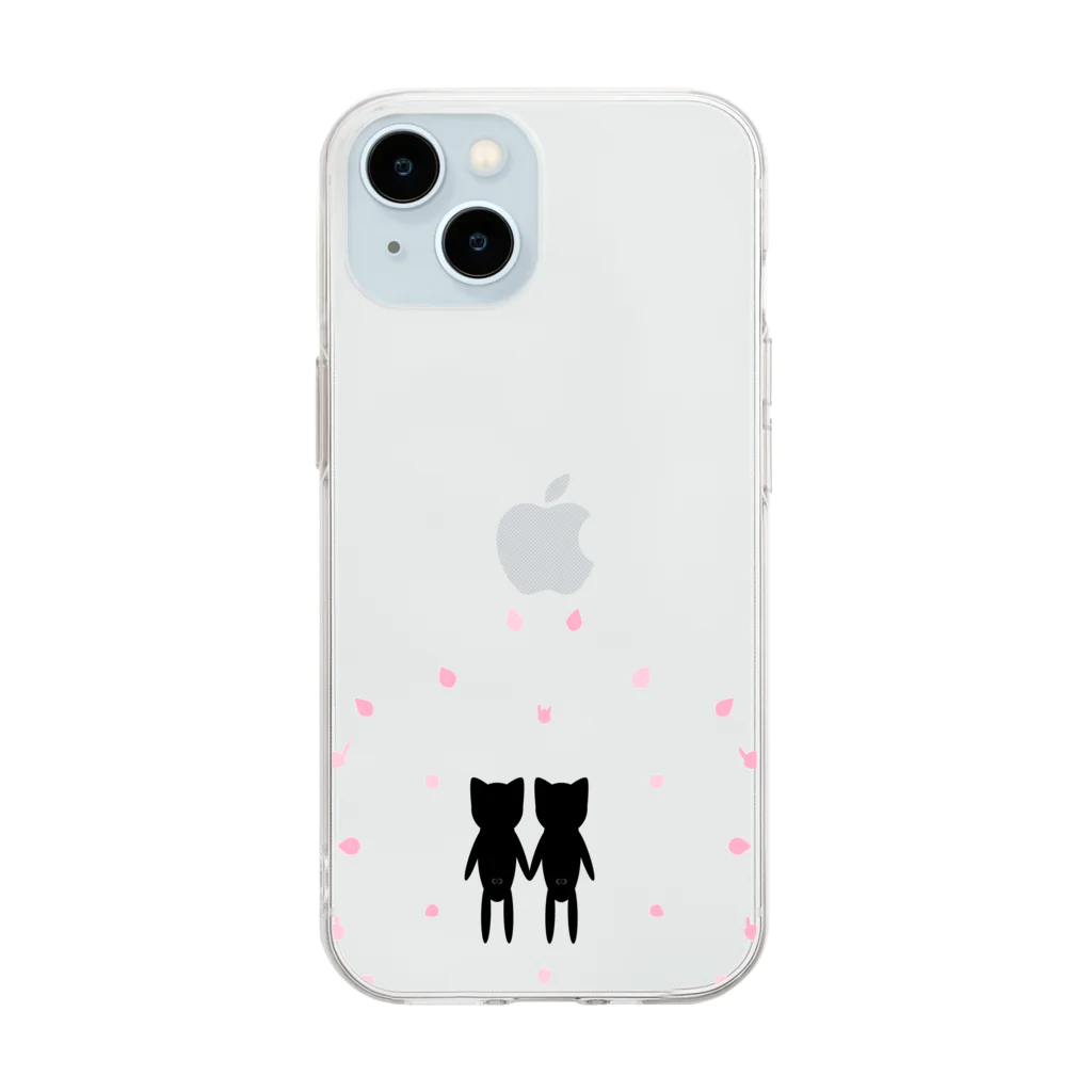 ウサネコ38の🌸🐰∞桜の花びらに囲まれてう∞🐰🌸 Soft Clear Smartphone Case