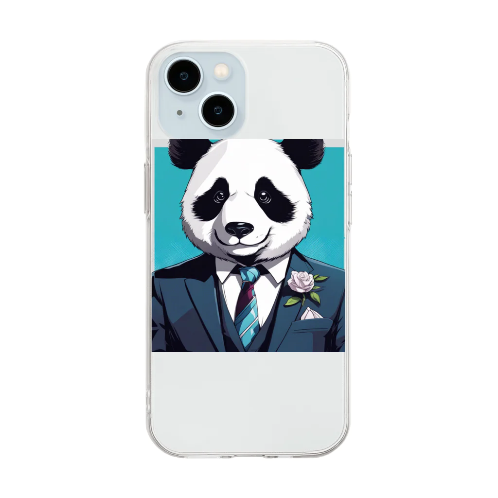 crazypanda2のビジネスパンダ Soft Clear Smartphone Case