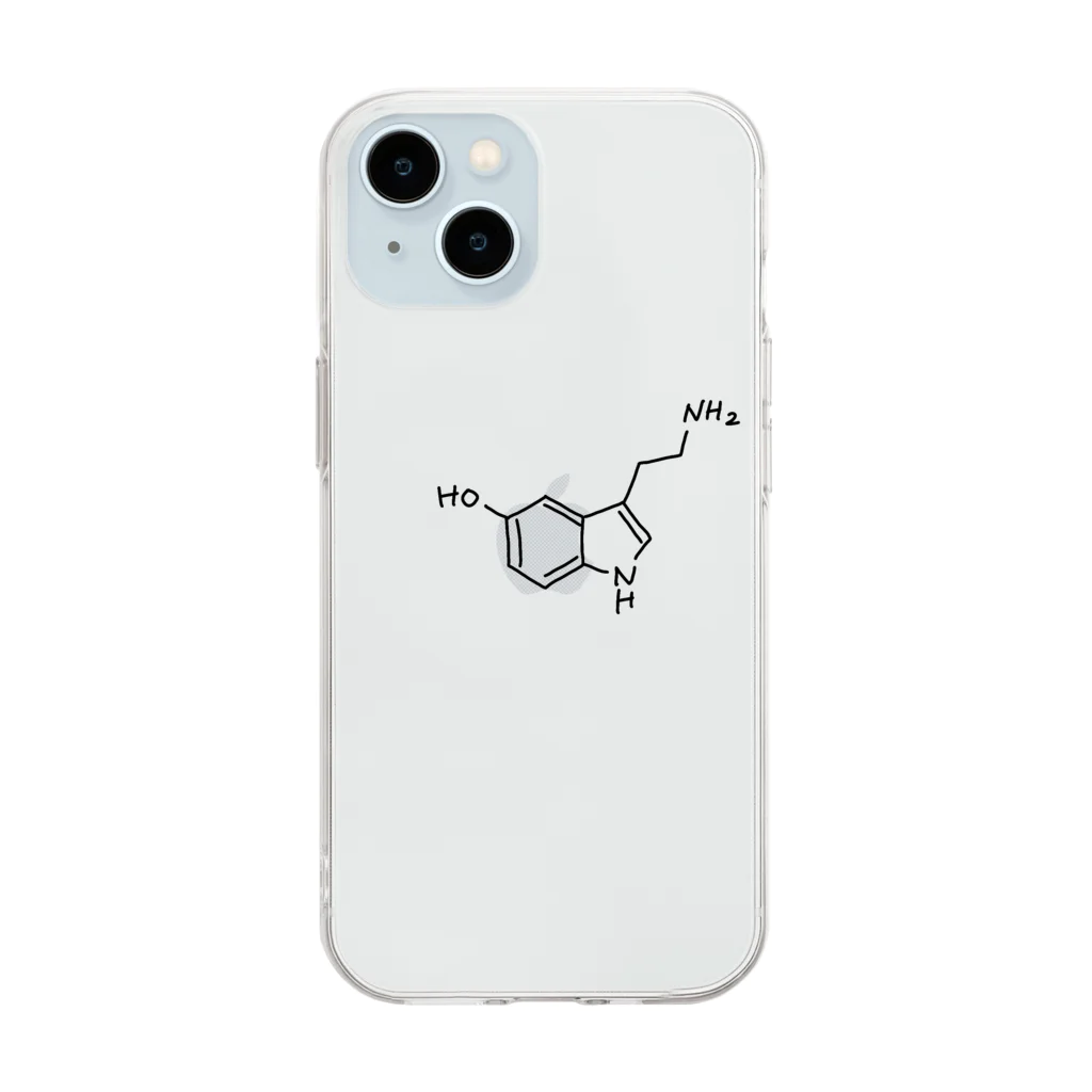 シンプルなケミカルたち。の精神安定 セロトニン（ブラック）Serotonin（Black） Soft Clear Smartphone Case