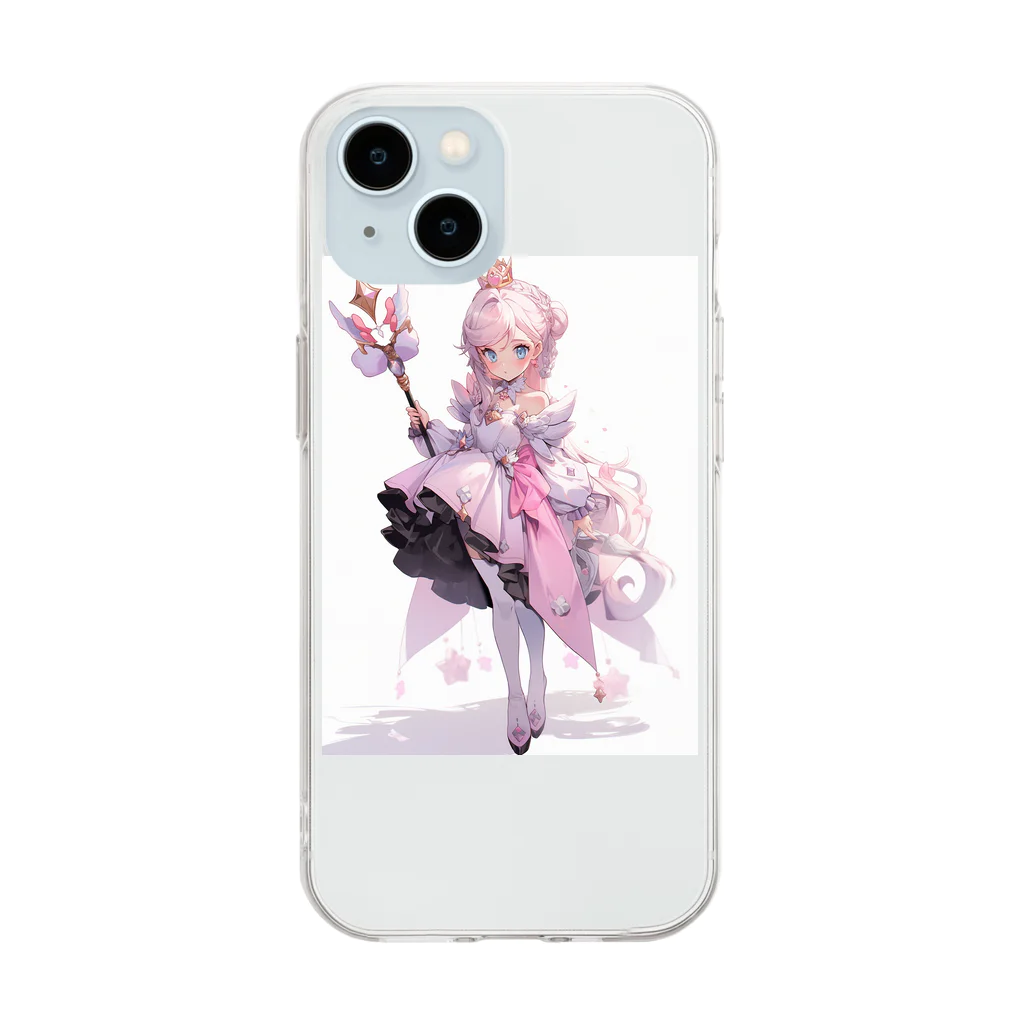 AQUAMETAVERSEのアニメ風ピンクのお姫さま　なでしこ1478 Soft Clear Smartphone Case