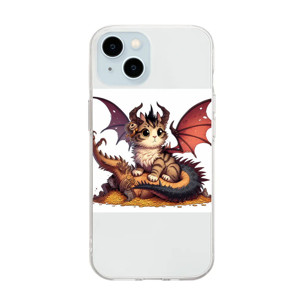 nekodoragonの猫ドラゴン Soft Clear Smartphone Case