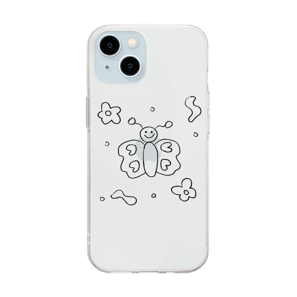 sara nerdのチョウチョ　らくがき Soft Clear Smartphone Case