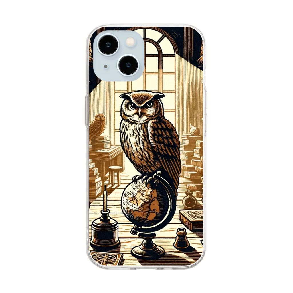 kotpopのOwl and knowledge Soft Clear Smartphone Case