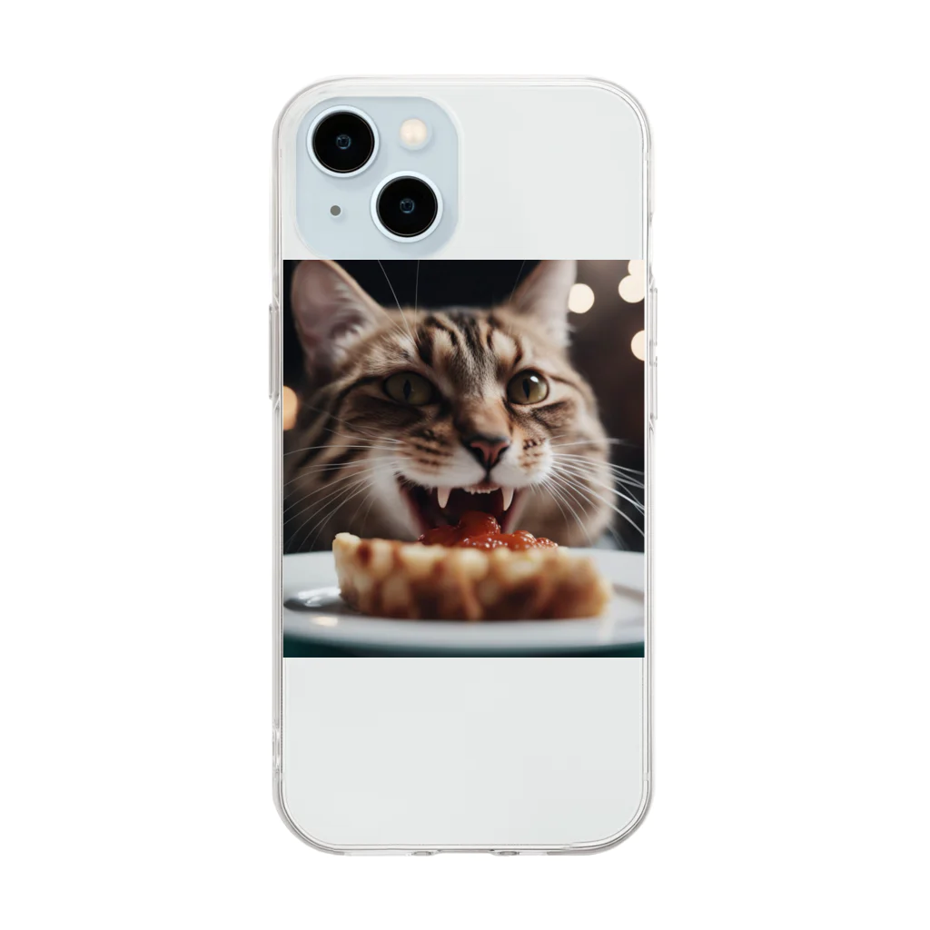 feliceのごはんを食べている猫 Soft Clear Smartphone Case