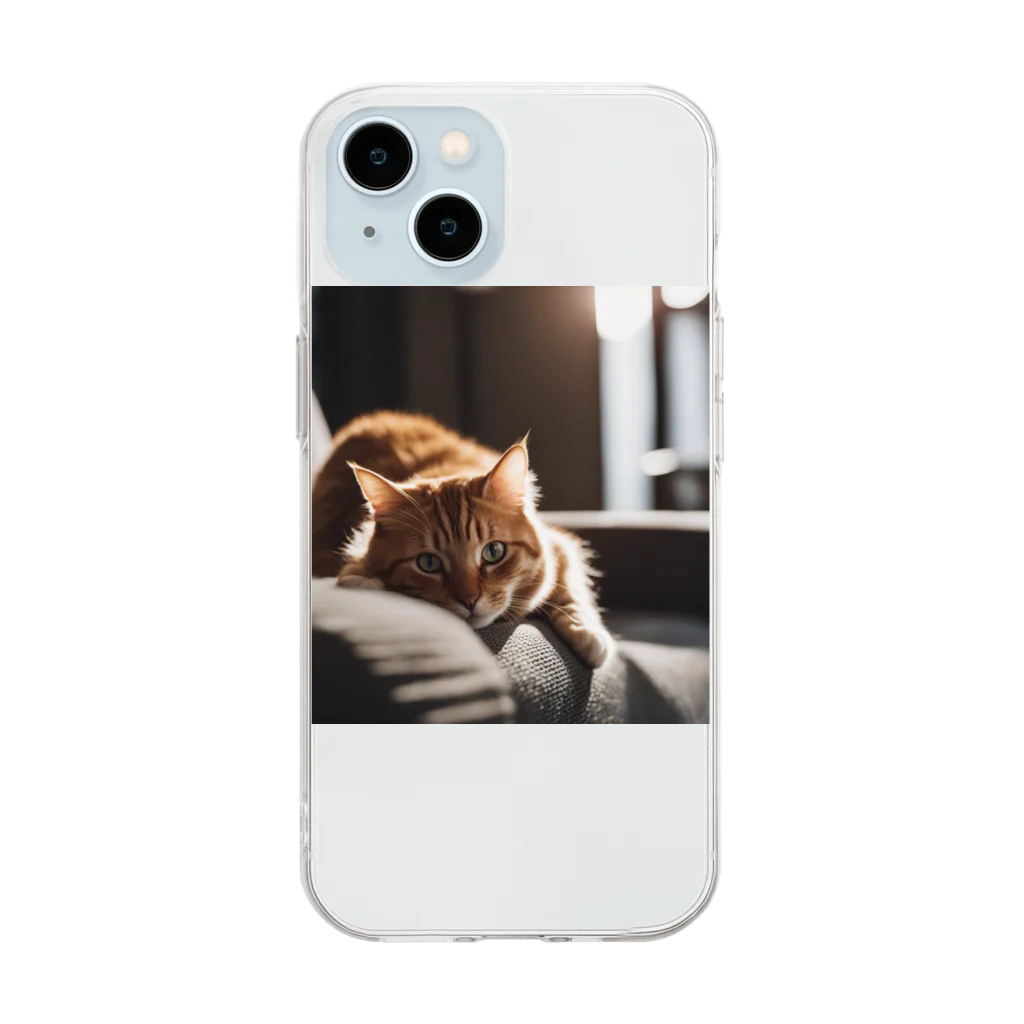 feliceのリビングでごろんとする猫 Soft Clear Smartphone Case