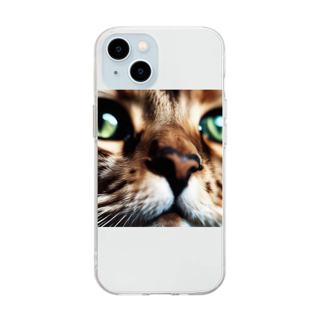 feliceのキャットフードの匂いに反応する猫 Soft Clear Smartphone Case