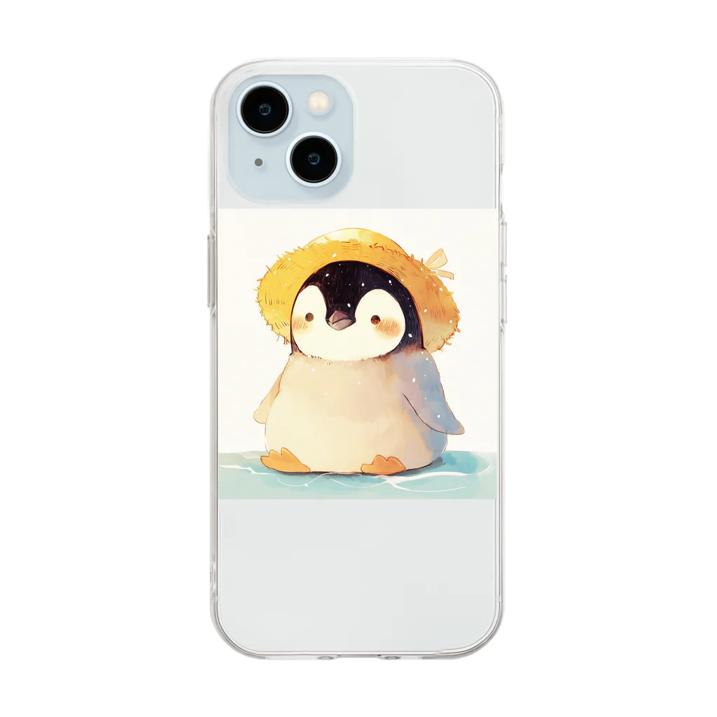 AQUAMETAVERSEの帽子をかぶった可愛い子供ペンギン Marsa 106 Soft Clear Smartphone Case