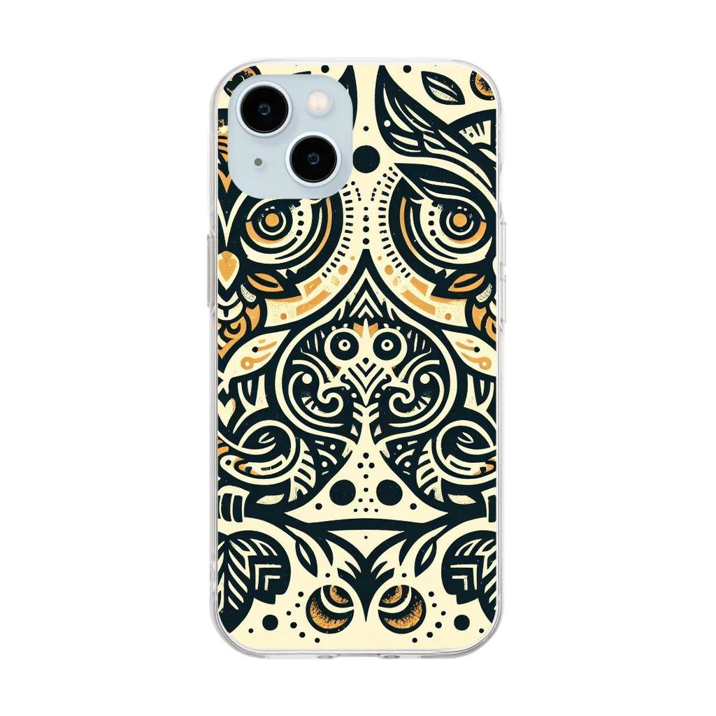 kotpopのSymmetrical Owls Soft Clear Smartphone Case