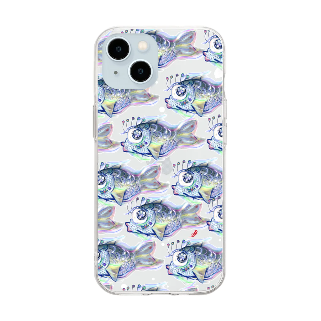 mmty🫑みーまんのオラ真鯵🐟(大漁ver.) Soft Clear Smartphone Case