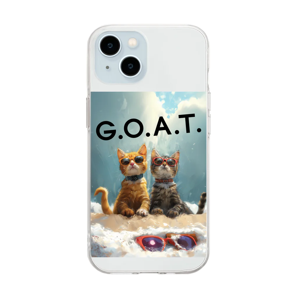 G.O.A.T.designの2匹のキュートな猫 Soft Clear Smartphone Case