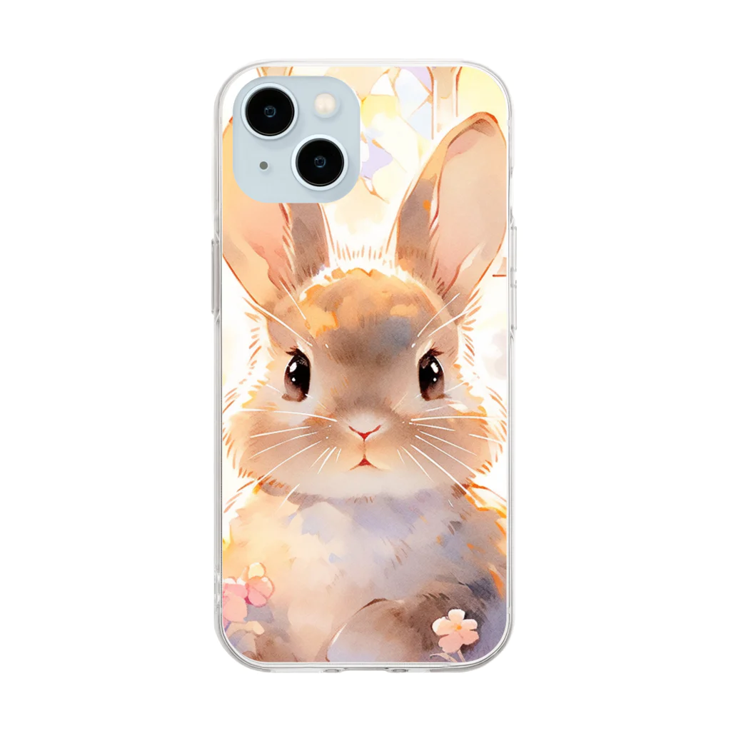 はなうさまほのうさぎとステンドグラス②｡.:*･ﾟ Soft Clear Smartphone Case