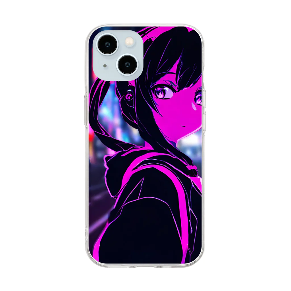 Oni-Giriの #Neon Shibuya ver2 Soft Clear Smartphone Case