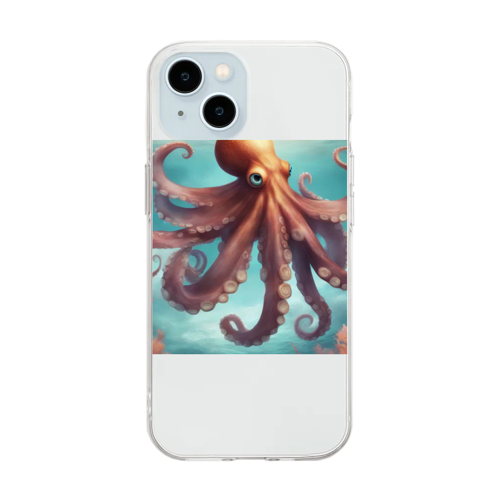 namuhatimanの海を泳いでいるタコ Soft Clear Smartphone Case