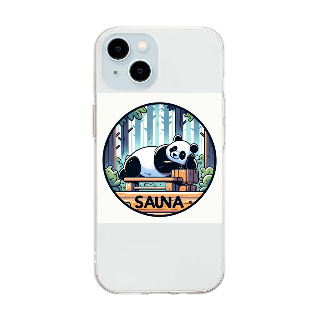 サウナマッチョのサウナパンダ Soft Clear Smartphone Case