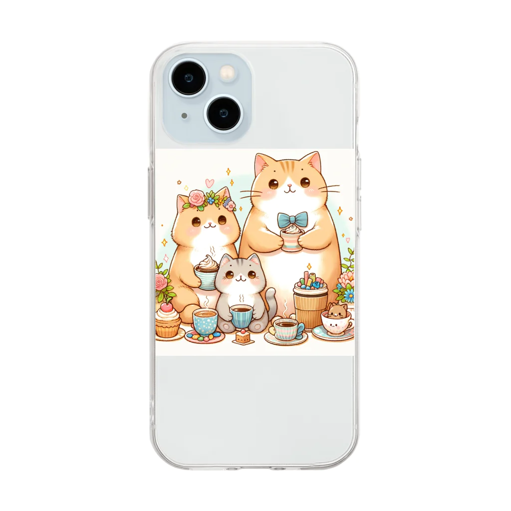 Protect the Worldのにゃん太郎家族 Soft Clear Smartphone Case